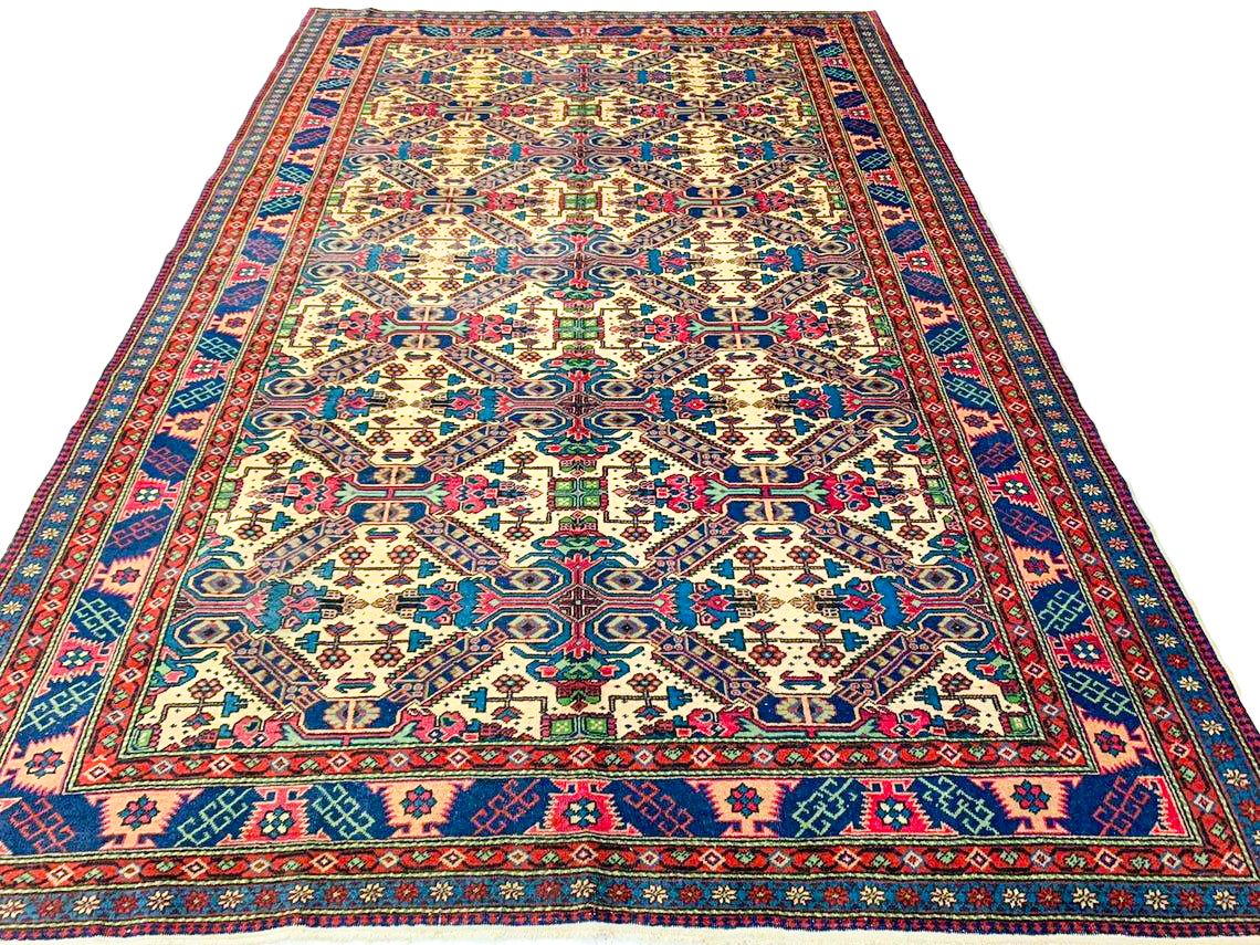 7x10 Beige and Purple Turkish Traditional Rug