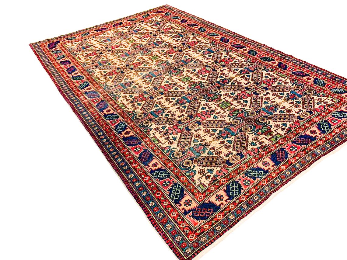 7x10 Beige and Purple Turkish Traditional Rug
