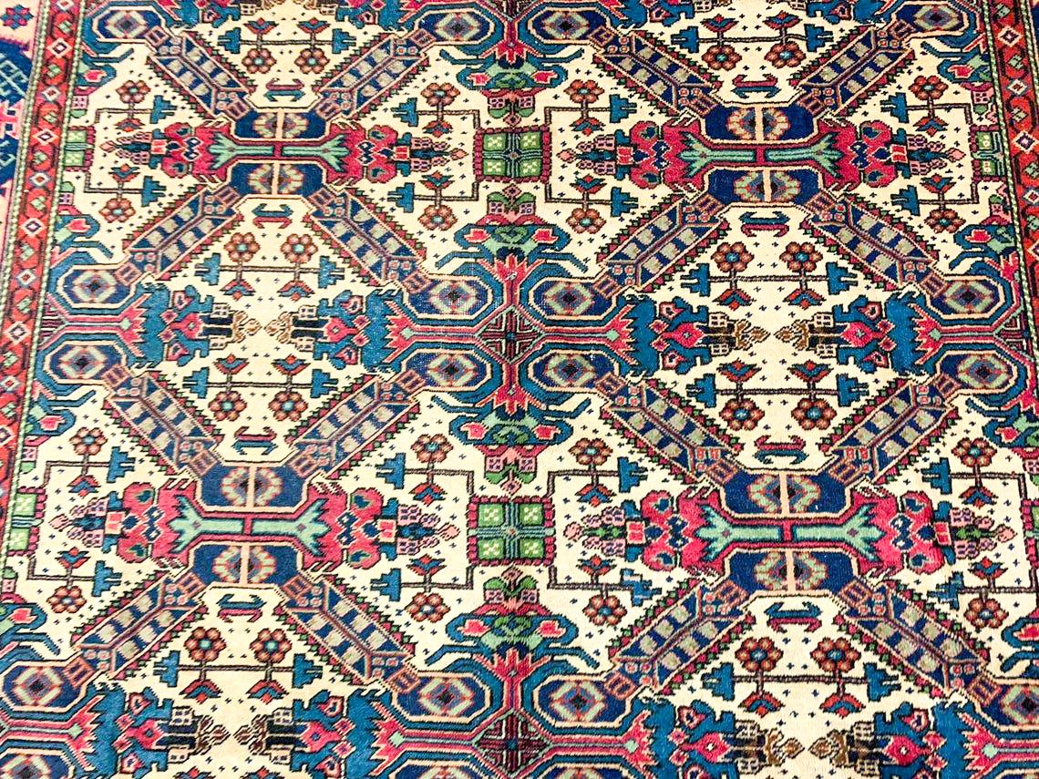 7x10 Beige and Purple Turkish Traditional Rug