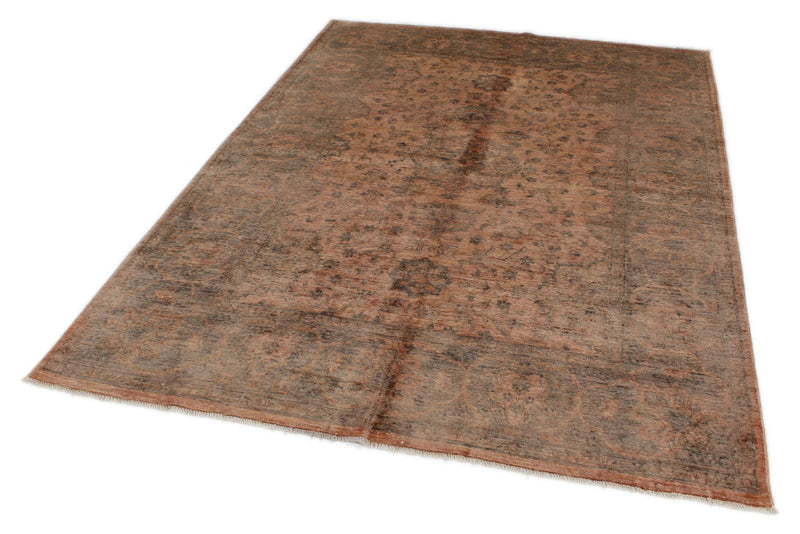 5x8 Pink and Gray Traditional Rug
