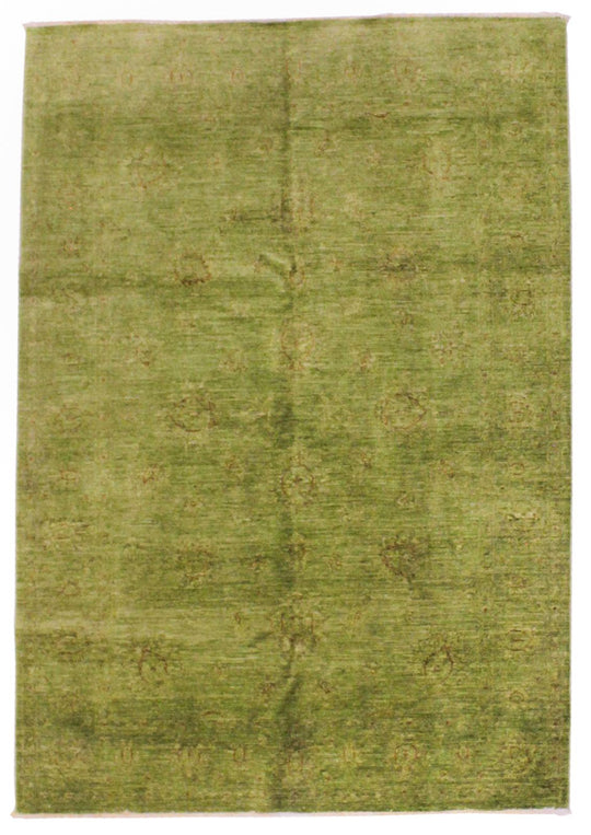 6x8 Green Turkish Overdyed Rug