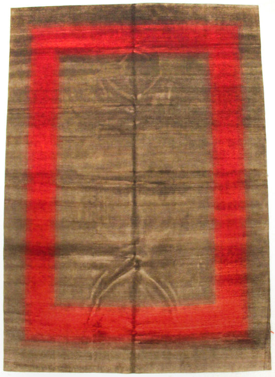 8x12 Brown and Red Modern Contemporary Rug