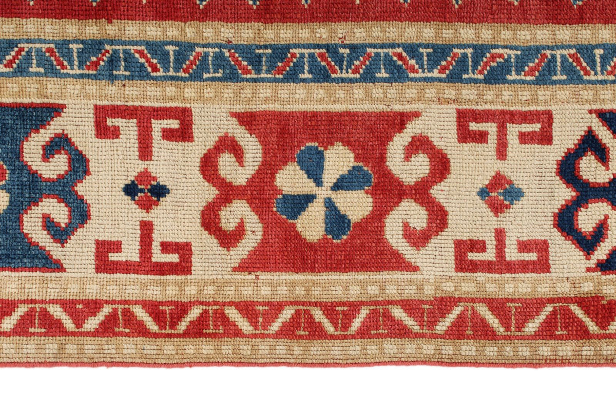 7x9 Multicolor and Ivory Kazak Tribal Rug