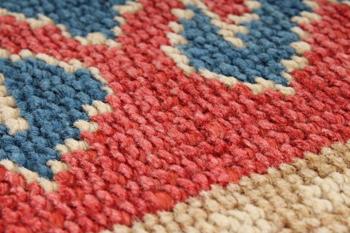 7x9 Multicolor and Ivory Kazak Tribal Rug