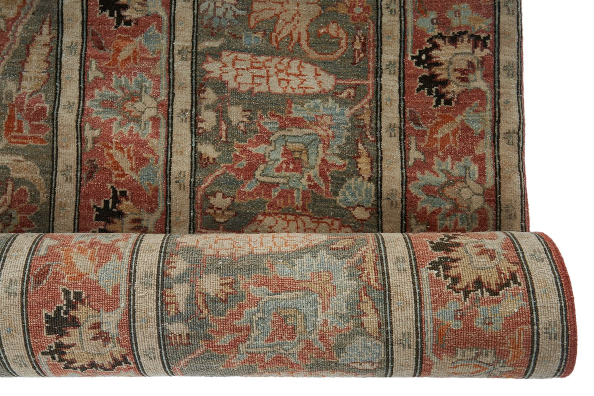 11x16 Rust and Light Green Turkish Oushak Rug