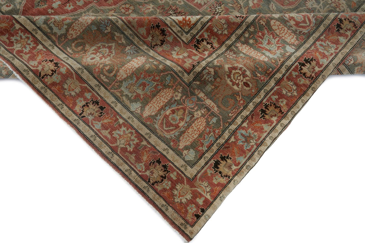 11x16 Rust and Light Green Turkish Oushak Rug