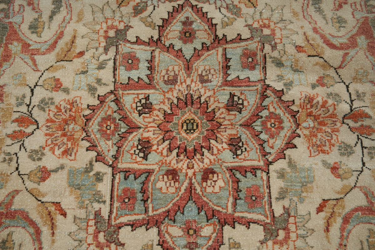 11x16 Rust and Light Green Turkish Oushak Rug