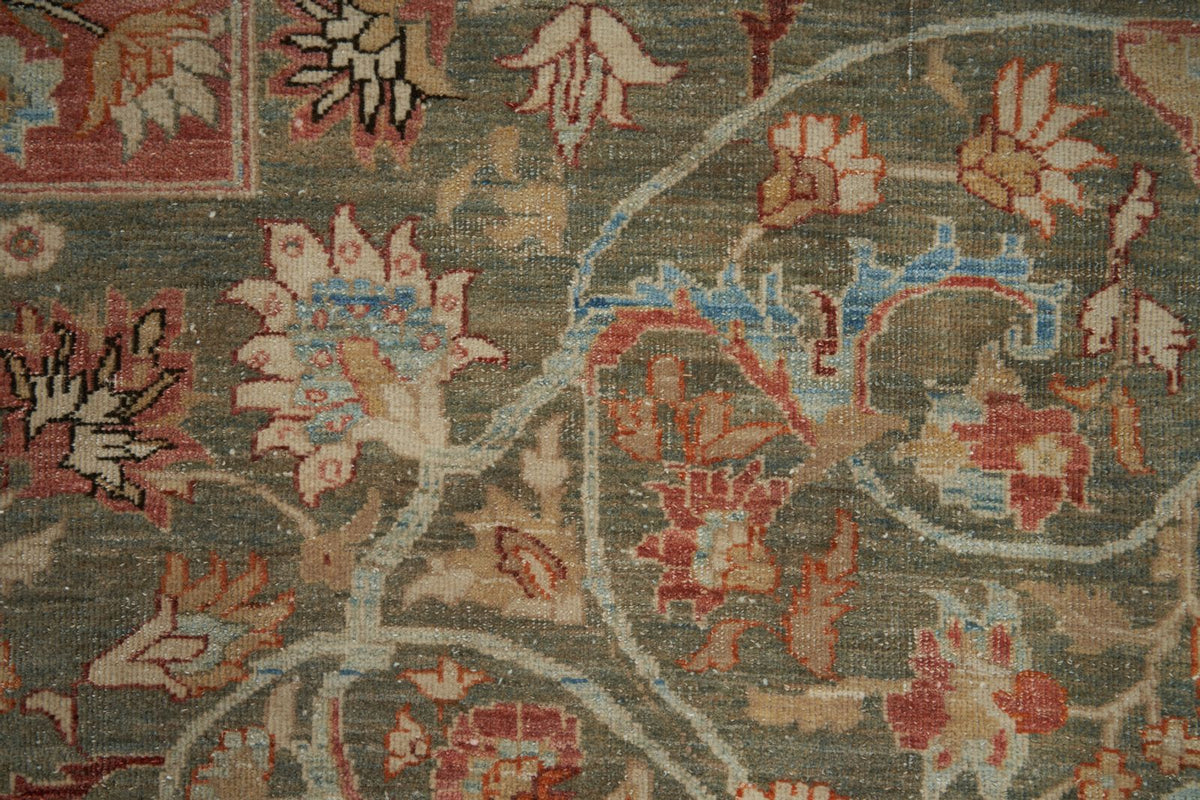11x16 Rust and Light Green Turkish Oushak Rug