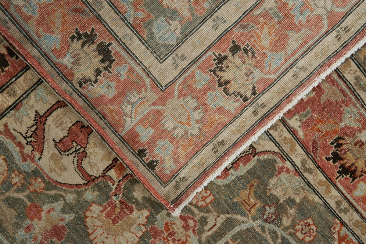 11x16 Rust and Light Green Turkish Oushak Rug