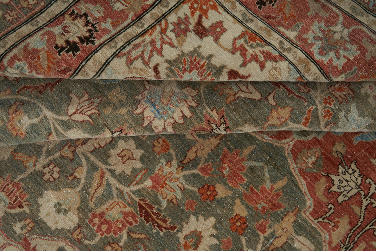 11x16 Rust and Light Green Turkish Oushak Rug
