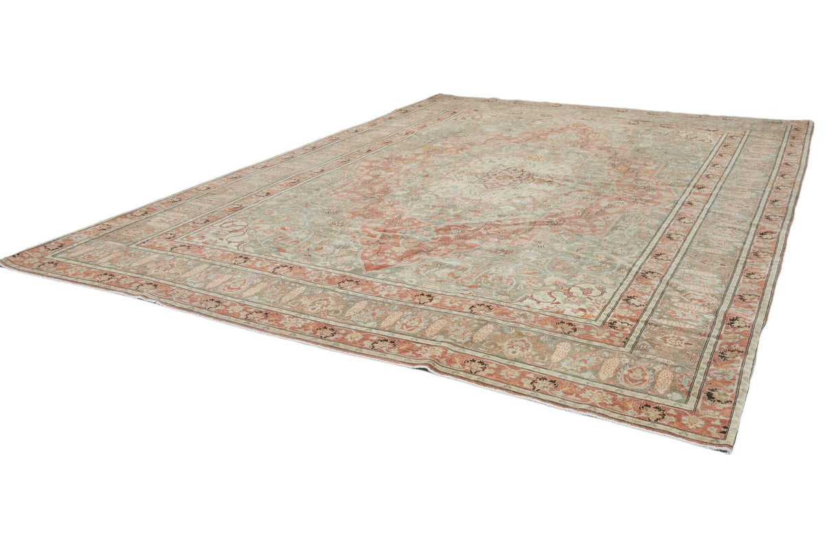 11x16 Rust and Light Green Turkish Oushak Rug