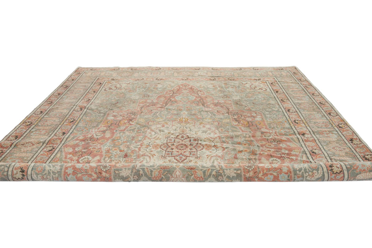 11x16 Rust and Light Green Turkish Oushak Rug