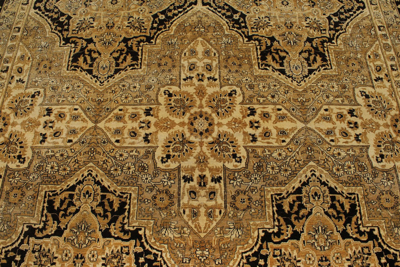 Vintage Handmade 9x13 Ivory and Brown Anatolian Turkish Oushak Distressed Area Rug