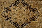 Vintage Handmade 9x13 Ivory and Brown Anatolian Turkish Oushak Distressed Area Rug