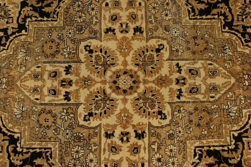 Vintage Handmade 9x13 Ivory and Brown Anatolian Turkish Oushak Distressed Area Rug