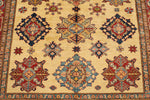 6x8 Ivory and Red Kazak Tribal Rug