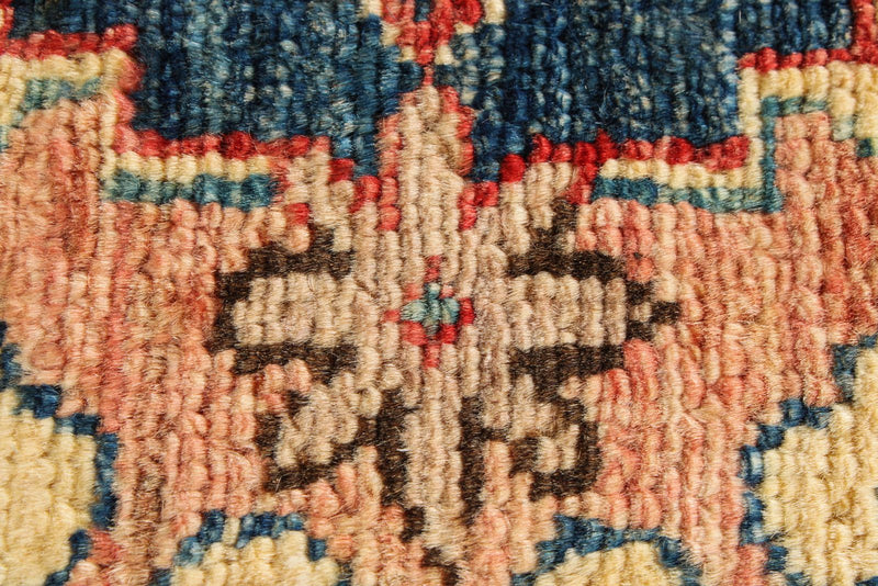 6x8 Ivory and Red Kazak Tribal Rug