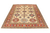 6x8 Ivory and Red Kazak Tribal Rug