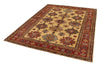 6x8 Ivory and Red Kazak Tribal Rug