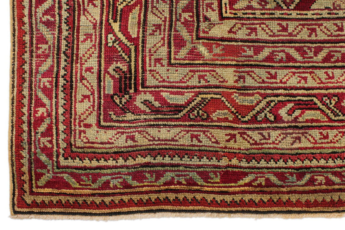 13x25 Red and Ivory Turkish Oushak Rug