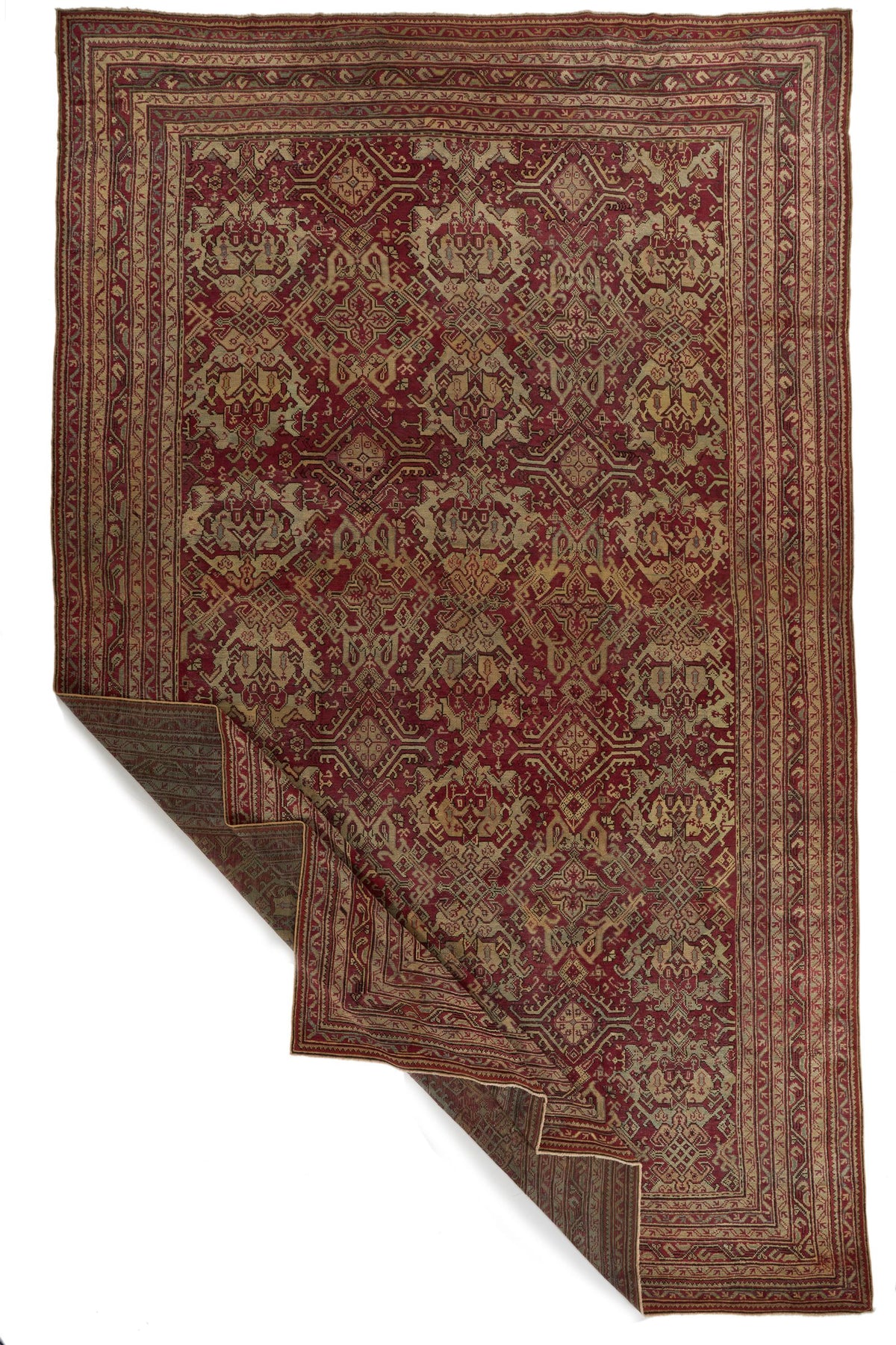 13x25 Red and Ivory Turkish Oushak Rug