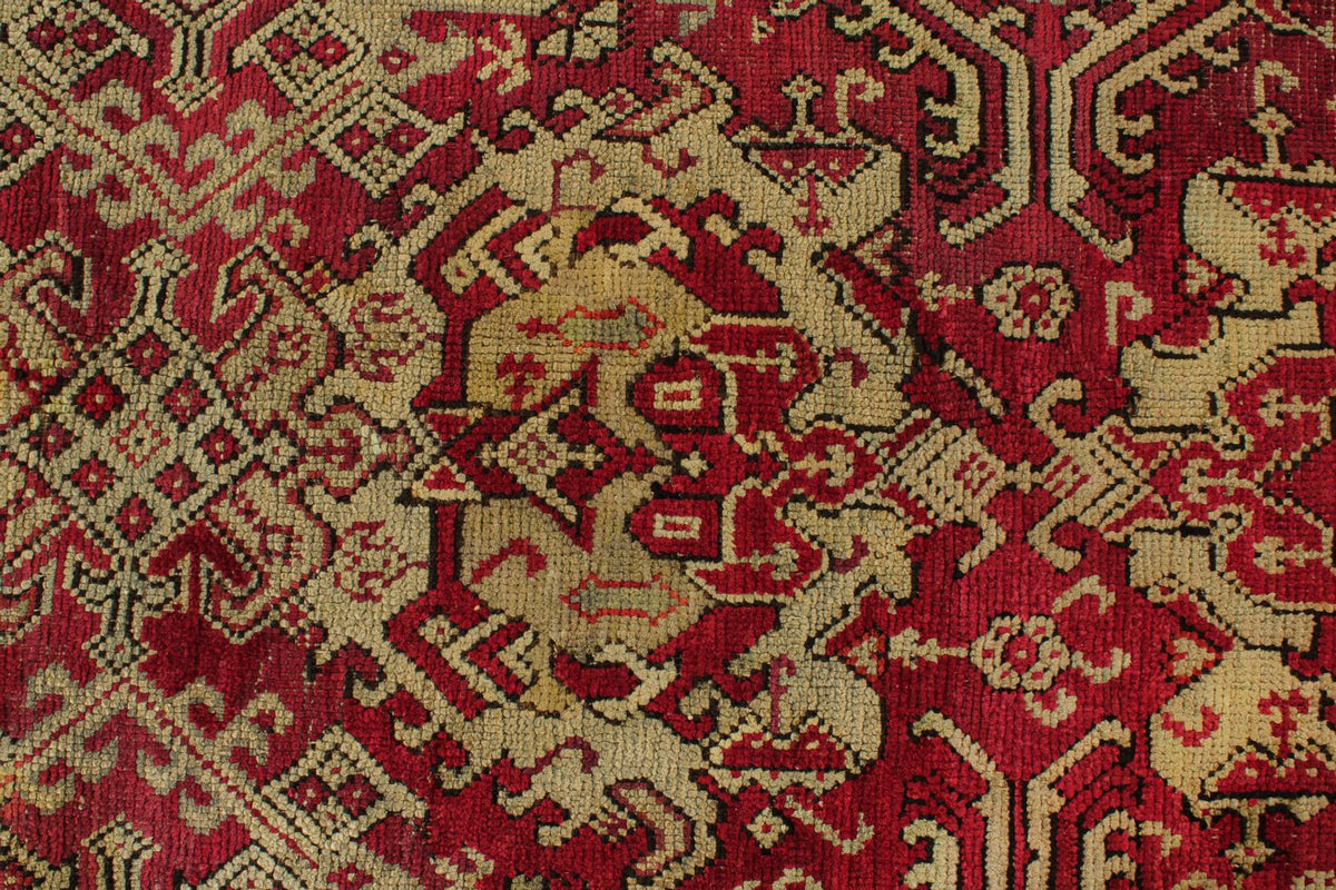 13x25 Red and Ivory Turkish Oushak Rug