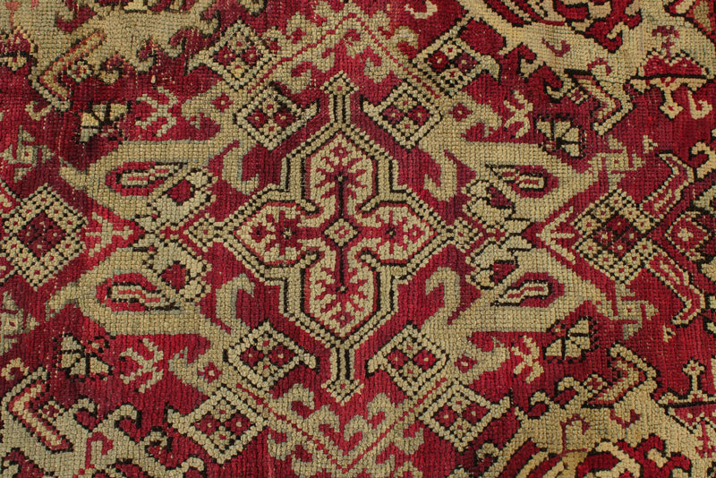 13x25 Red and Ivory Turkish Oushak Rug