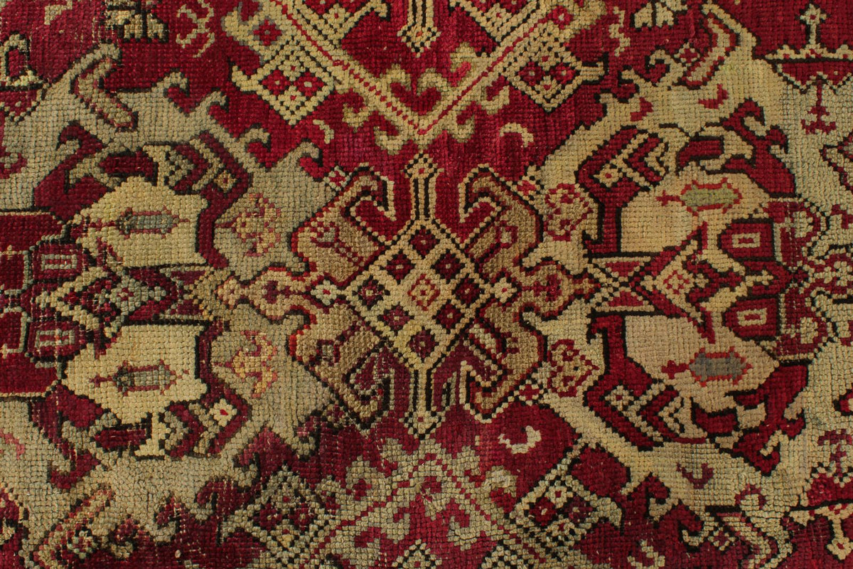 13x25 Red and Ivory Turkish Oushak Rug