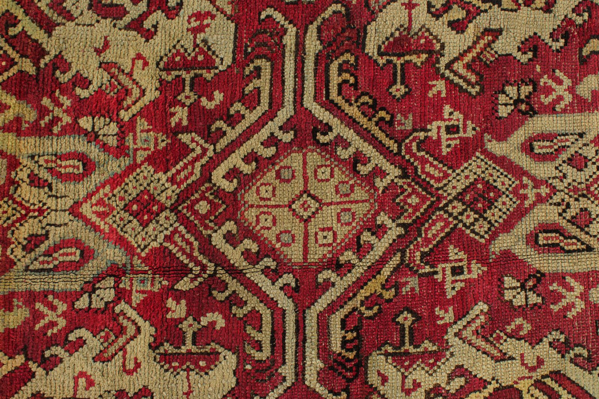 13x25 Red and Ivory Turkish Oushak Rug