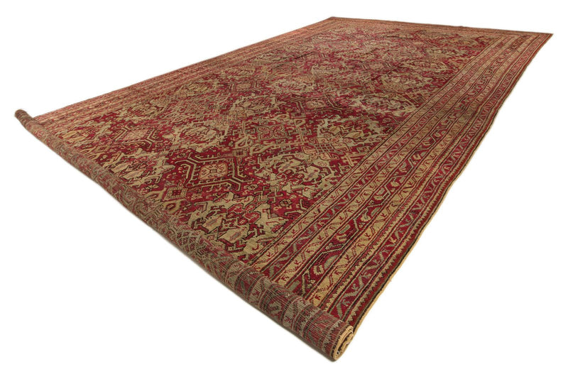 13x25 Red and Ivory Turkish Oushak Rug