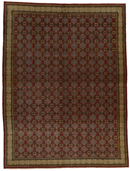 10x13 Red and Ivory Turkish Silk Rug