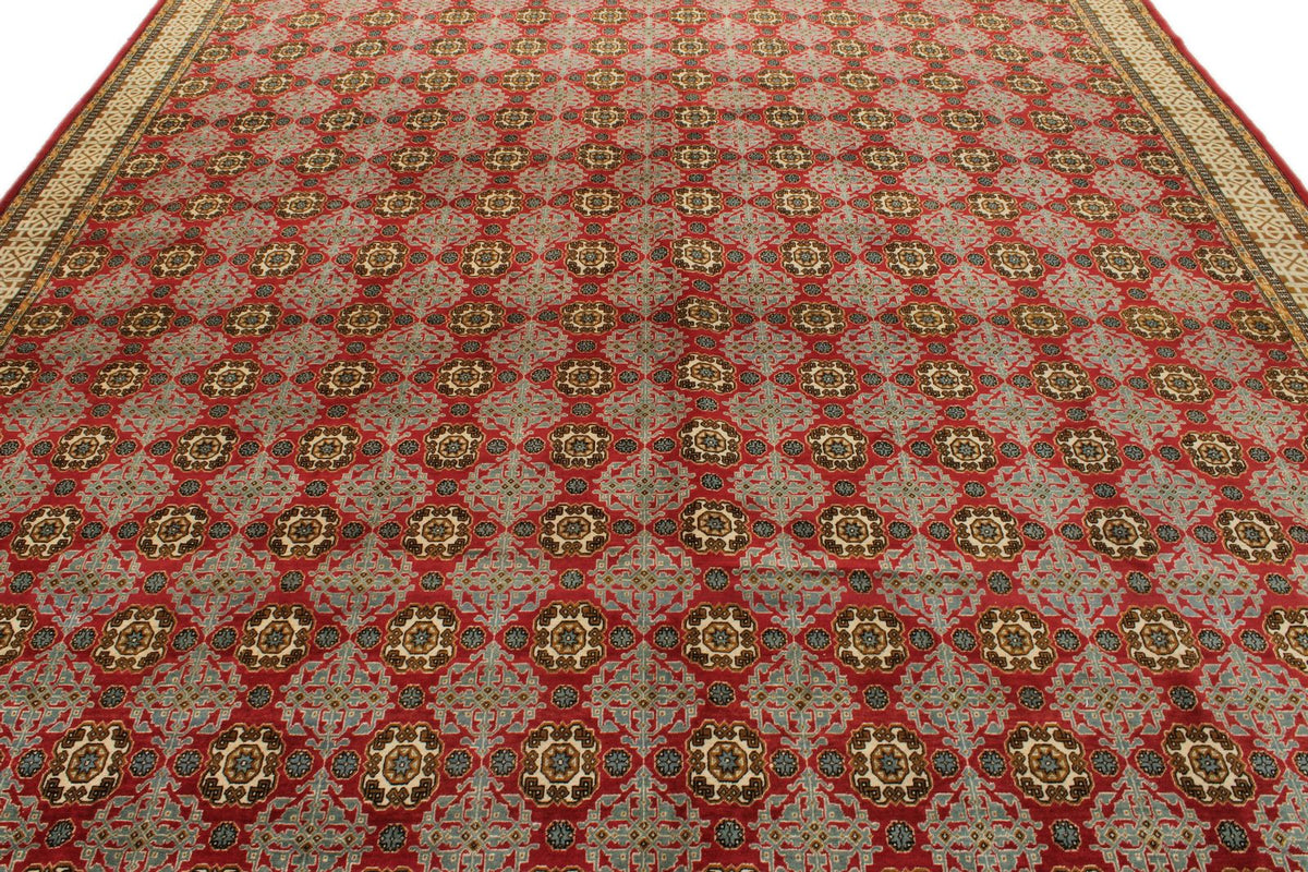 10x13 Red and Ivory Turkish Silk Rug