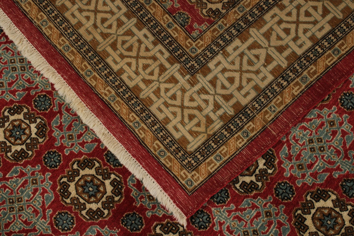 10x13 Red and Ivory Turkish Silk Rug