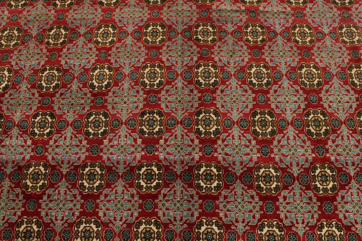 10x13 Red and Ivory Turkish Silk Rug