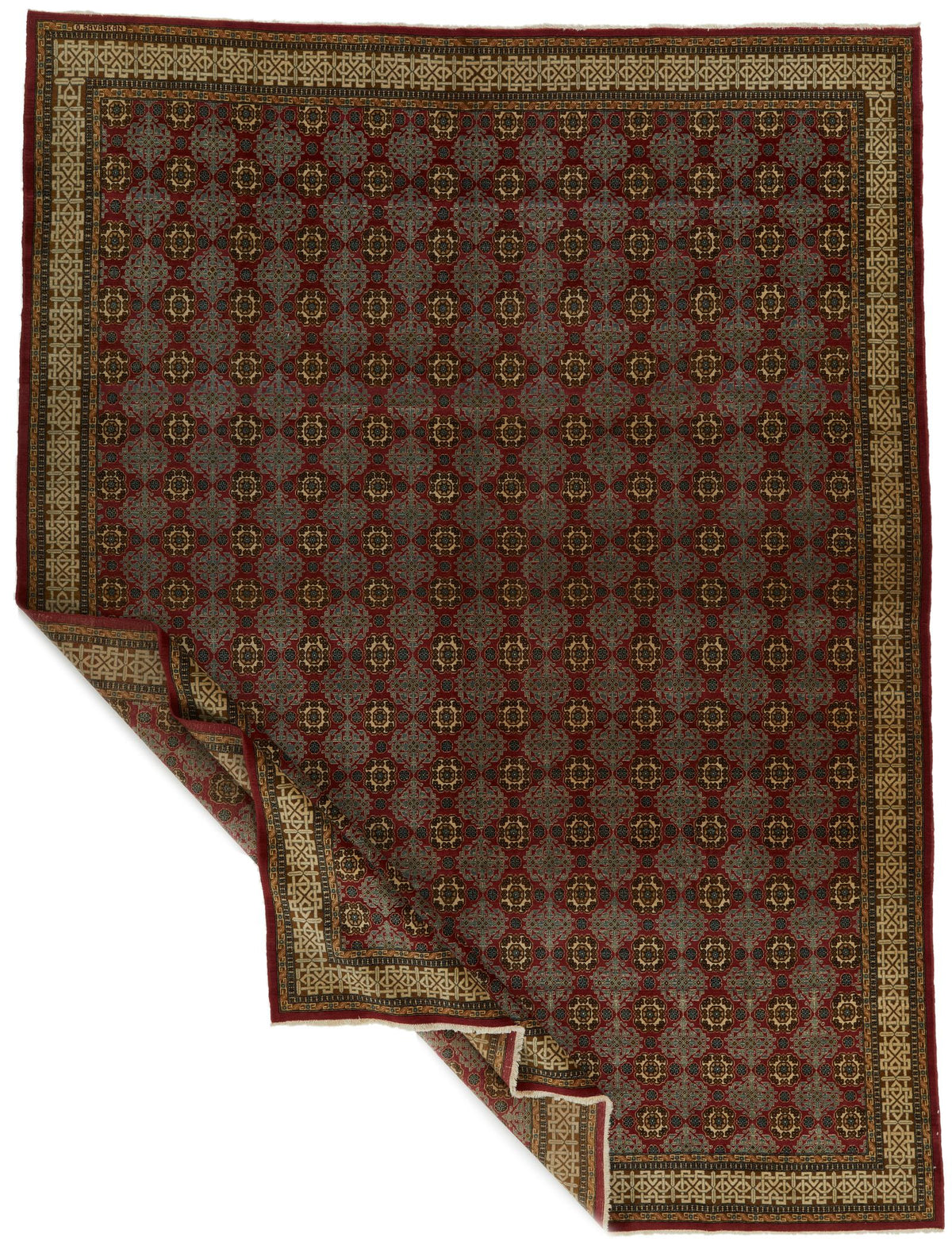 10x13 Red and Ivory Turkish Silk Rug