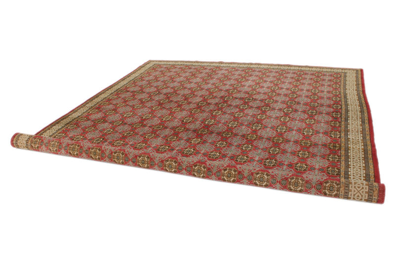 10x13 Red and Ivory Turkish Silk Rug
