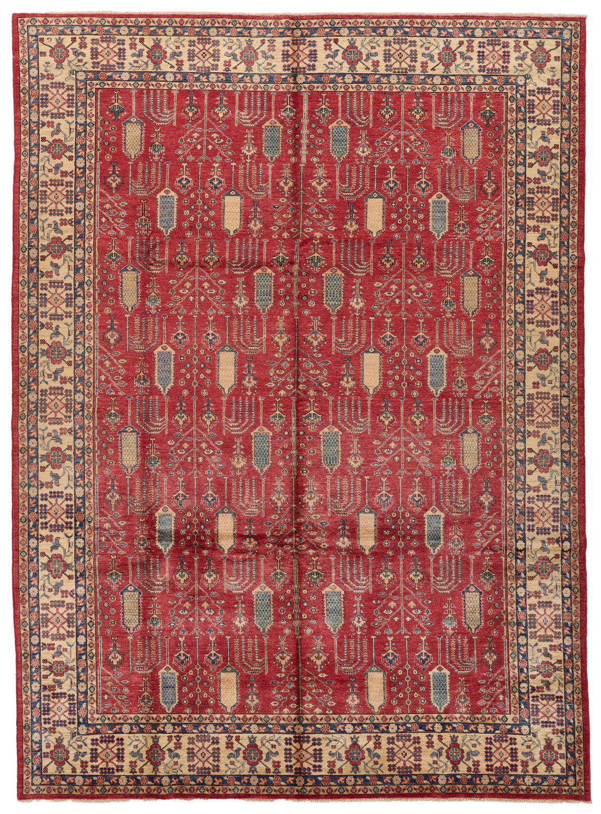 8x11 Beige and Red Kazak Tribal Rug