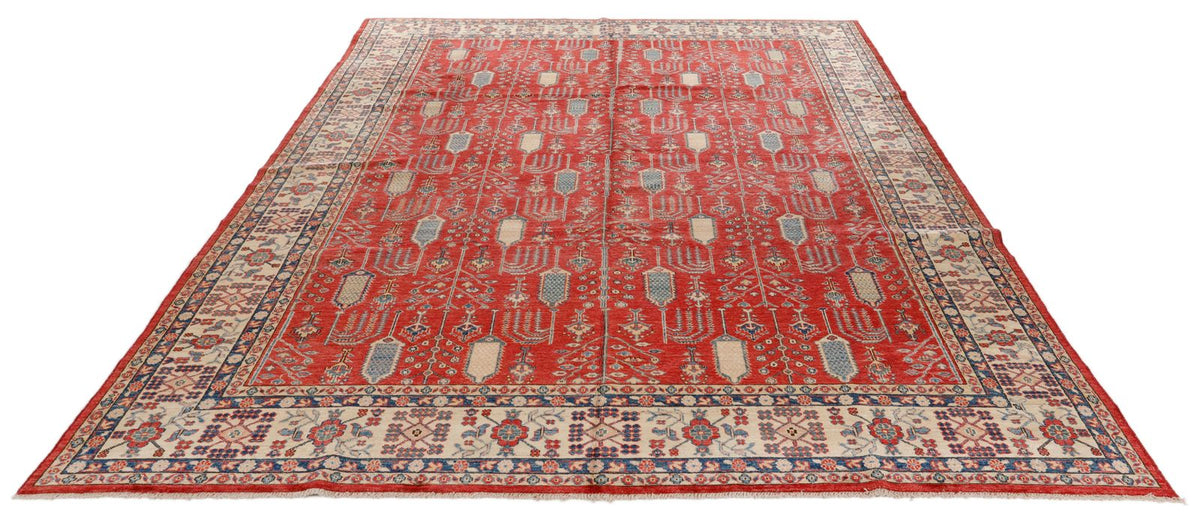 8x11 Beige and Red Kazak Tribal Rug