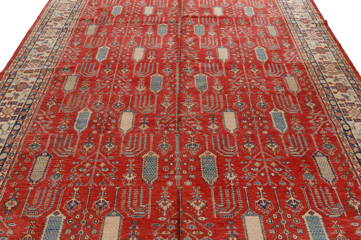8x11 Beige and Red Kazak Tribal Rug
