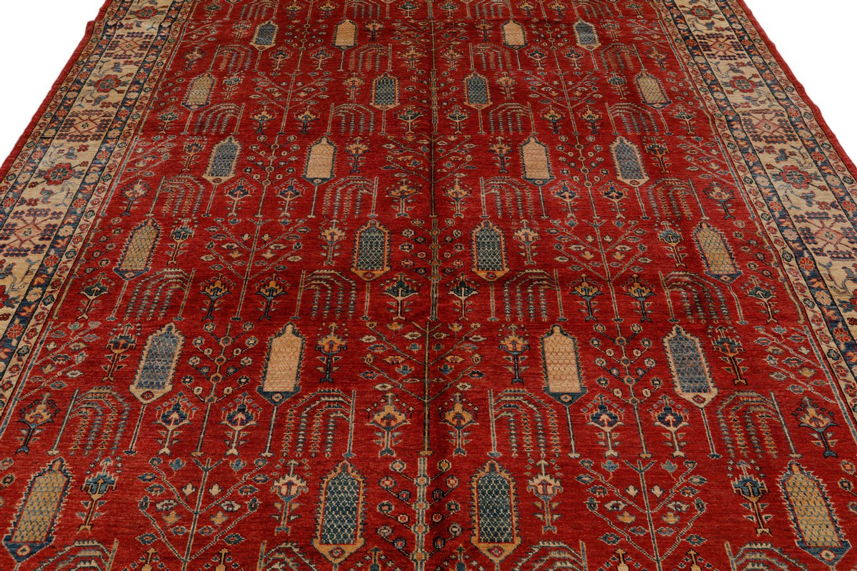8x11 Beige and Red Kazak Tribal Rug