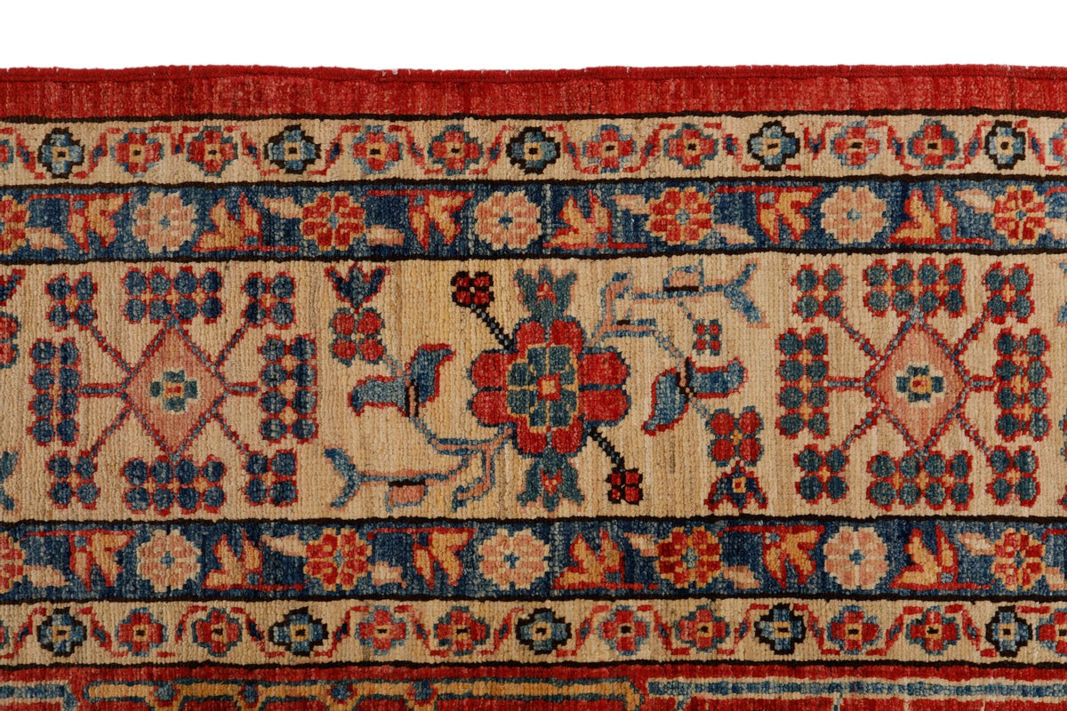 8x11 Beige and Red Kazak Tribal Rug