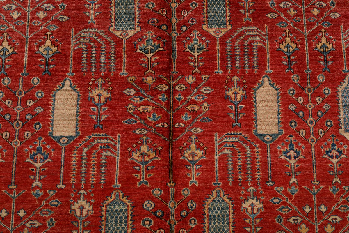 8x11 Beige and Red Kazak Tribal Rug