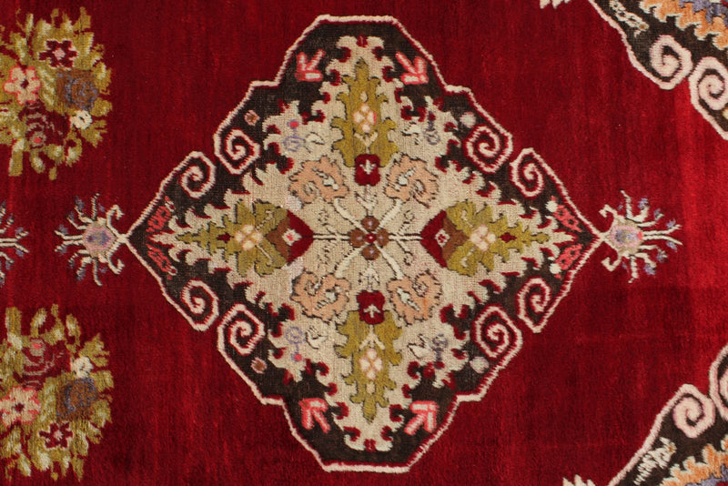 3x11 Red and Ivory Turkish Traditional Runner