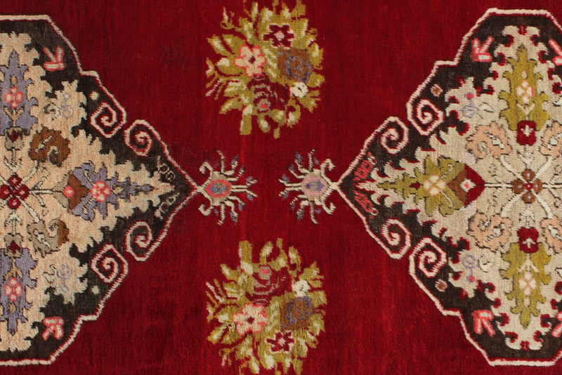 3x11 Red and Ivory Turkish Traditional Runner