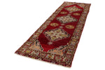 3x11 Red and Ivory Turkish Traditional Runner