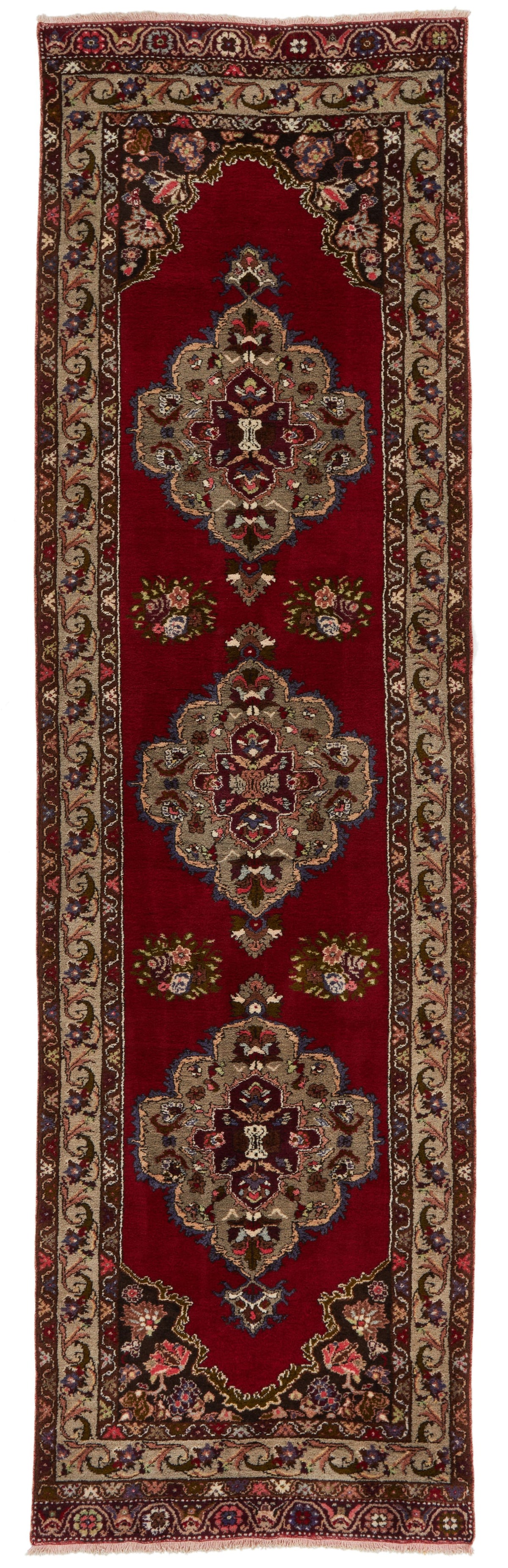 3x12 Red and Beige Turkish Traditional Runner