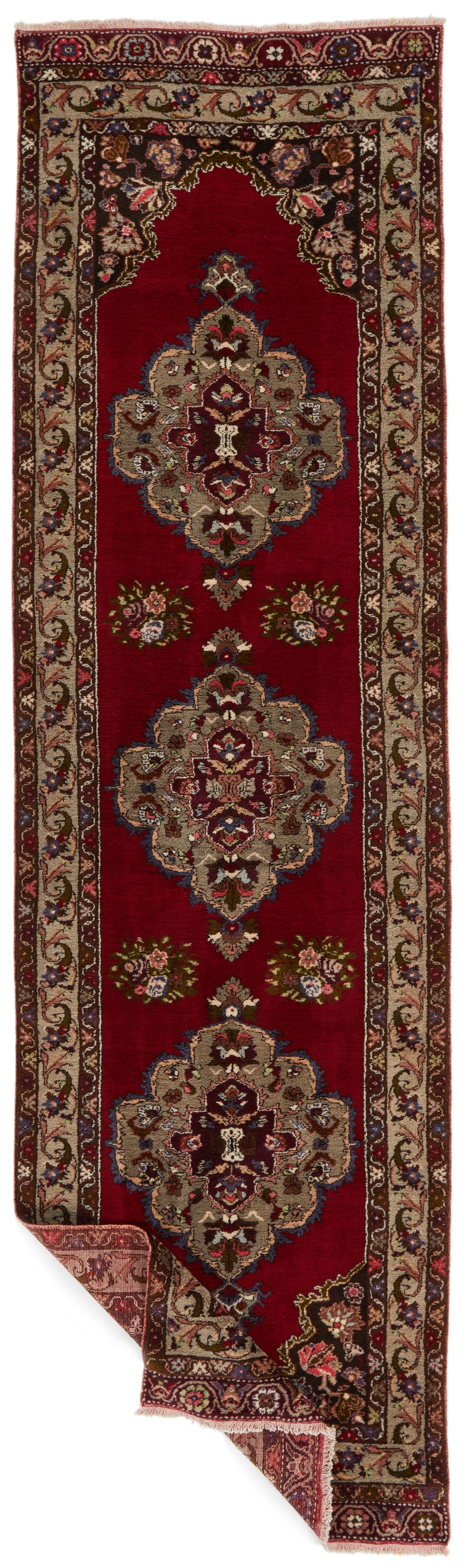 3x12 Red and Beige Turkish Traditional Runner