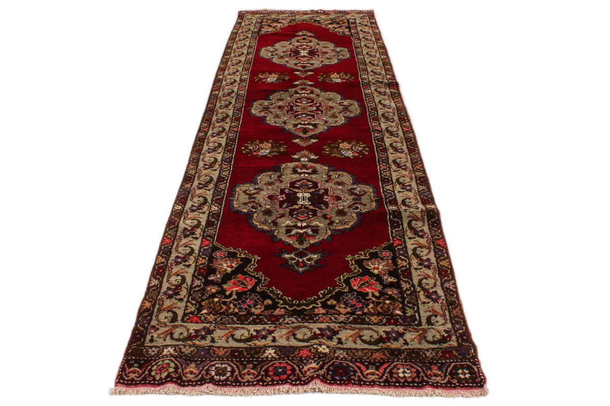3x12 Red and Beige Turkish Traditional Runner