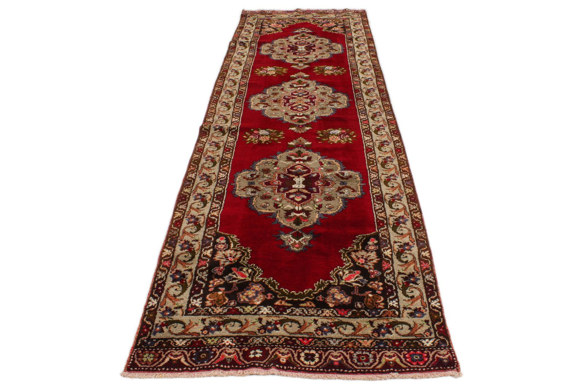 3x12 Red and Beige Turkish Traditional Runner