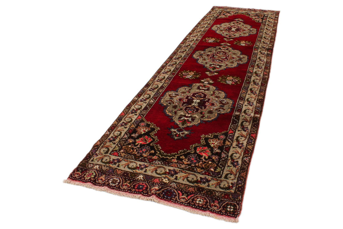 3x12 Red and Beige Turkish Traditional Runner